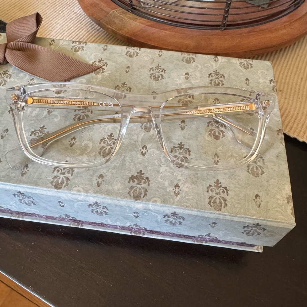 Burberry Clear Rectangular Glasses With Gold Acce… - image 1